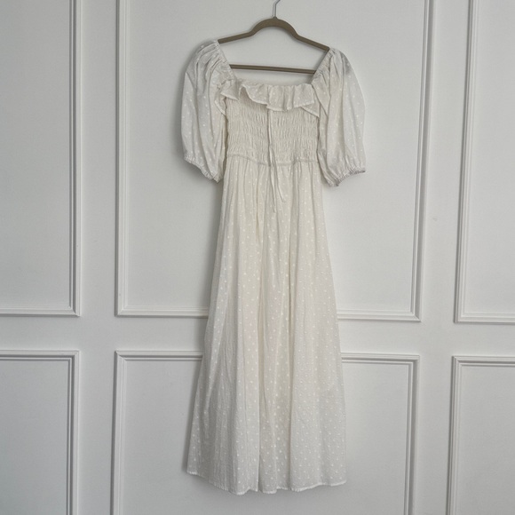 Women's white Ruffled Smocked Midi Dress size small - Picture 3 of 5